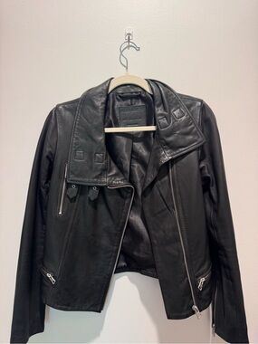 AllSaints Black Leather Biker Jacket - Women's
